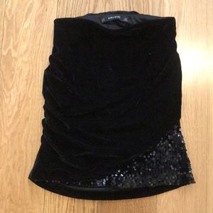 zara black velvet skirt，shiny and bling